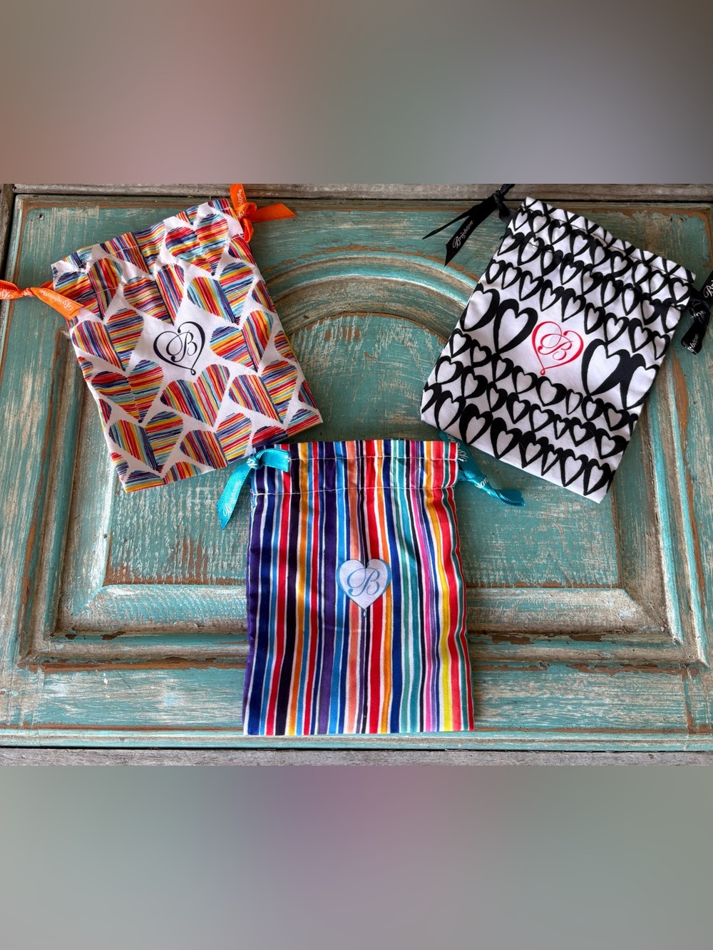 3 Brighton Small Drawstring Jewelry Pouch Colorful Storage Travel Dust Bags
